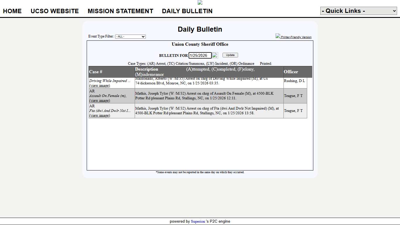 Union County Sheriff Office P2C